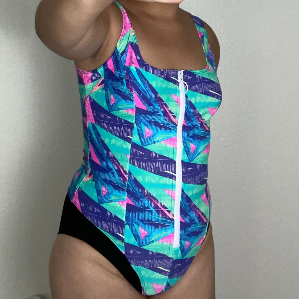 Rave Wonderland Razor's Edge Zip Up Bodysuit Geometric size M/L